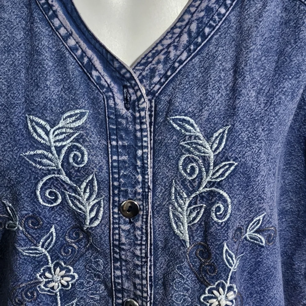 Vintage Patch Denim shirt Blue Size L •When life gives you scraps.make a quilt - Picture 3 of 12